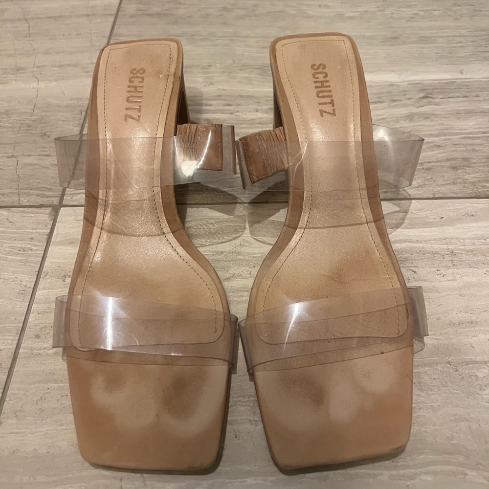 Schutz vinyl two strap sandals Size 9